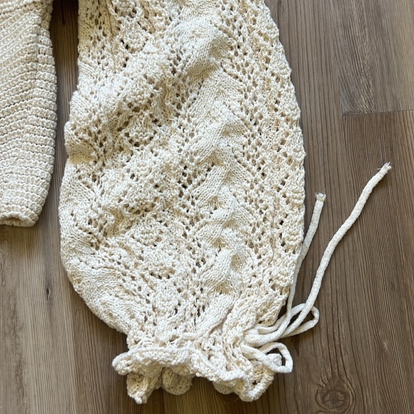 Zara Pointelle Knit Sweater Open Knit Crochet Cropped Sweater Cream Ecru NWOT - Picture 10 of 16